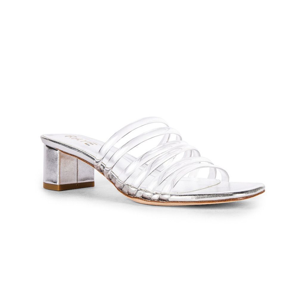 Raye Lyric Slip On Silver Metallic Sandal Heels